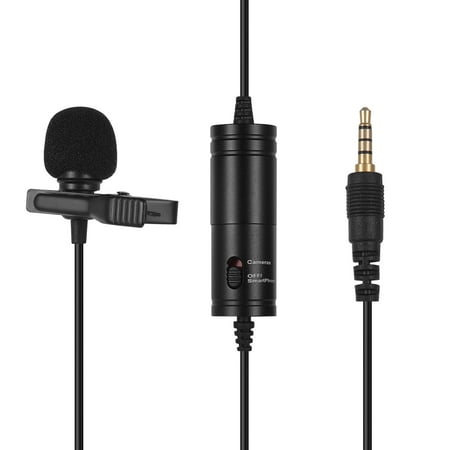 Mini Lapel Lavalier Clip-on Microphone Wired Condenser Mic Supports Smartphone/ Camera Mode for Android Mobile Phone DSLR Camera PC