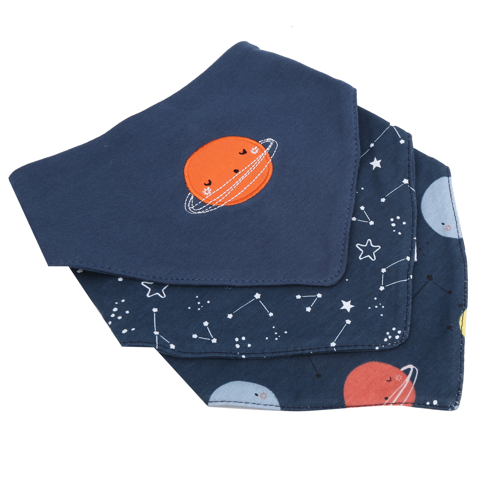 3Pcs Baby Burp Slobber Cloth Space Type  Pure Cotton Dribble Bib For 3-24 MonthsSpace