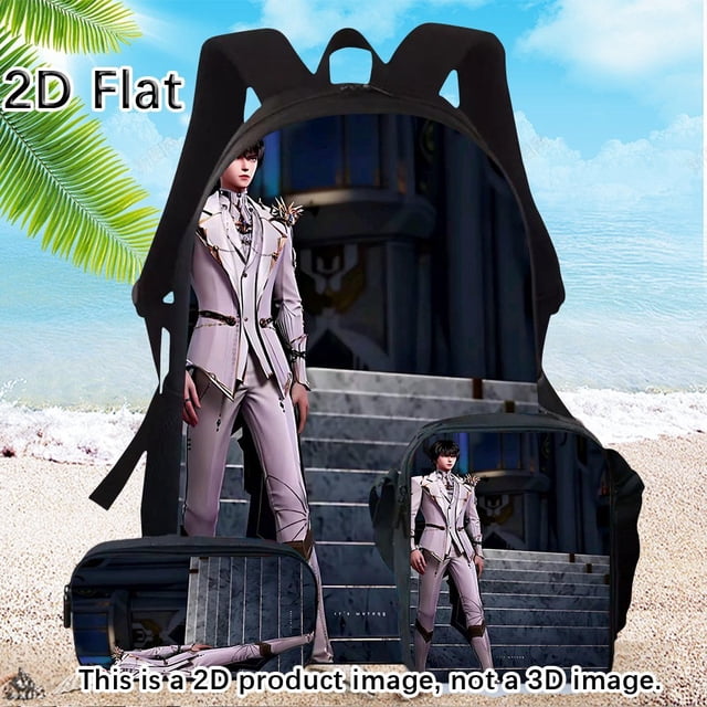 Divine Seal Throne Backpack Three- ce Set, Including Messenger Bag And Pencil Case, Large Capacity Shoulder Bag, Stylish And Lightweight, Travel Light, Lazy Backpack Trend, Adjustable Shoulder Strap