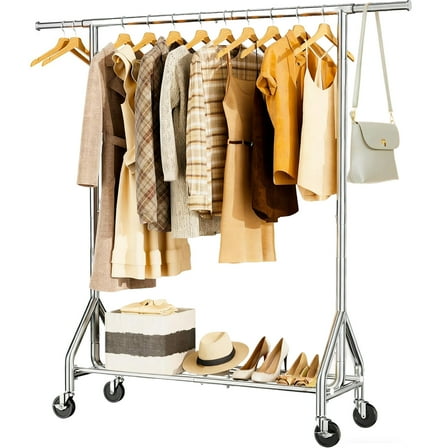 KEMEINILI Heavy Duty Clothes Rack Load 450 LBS, Metal Garment Rack（Sliver）
