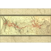 24"x36" Gallery Poster, map of Northern Pacific Railroad 1900