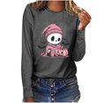 thumbnail image 7 of Xdegoge Women's Halloween Long Sleeve T-Shirts Cute Skeleton Pumpkin Print Crewneck Pullover Sweatshirts Novelty Fall Graphic Tees Casual Holiday Tops Comfortable Autumn Wear, 7 of 7