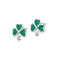 thumbnail image 3 of Sterling Silver Green Shamrock Clover Post Earrings, 3 of 6