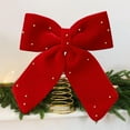 thumbnail image 4 of NWOKYZGH Wine Red Velvet Christmas Tree Top Star Bow Christmas Decoration Bow Tree Top Star Decoration Spots, 4 of 6