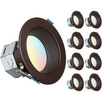 8 Pack 4" 5CCT LED Canless Recessed Light with J-Box, Color Temperature Selectable Deep Baffle Trim, 10W 800lm Dimmable