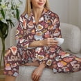 thumbnail image 6 of Fuzoiu Love Heart Print Women's Long-Sleeved Pajama,Lounge Button Down Nightwear,Womens Notch Collar Pajama Set-Medium, 6 of 7