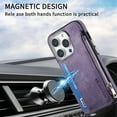 thumbnail image 5 of ELEHOLD for iPhone 14 Pro Multi-Functional Wallet Case,Premium PU Leather with Card Holders Zipper Storage Magnetic Case MagSafe Compatible Support Wireless Charging Full Protective Case,purple, 5 of 8