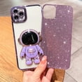 thumbnail image 3 of Compatible for iPhone 11 Pro Max 6.5 Inch Bling Plating Astronaut Hidden Stand Case, Cute 6D Stand Glitter Phone Case for Women Girls Soft TPU Shockproof Back Cover - Purple, 3 of 12