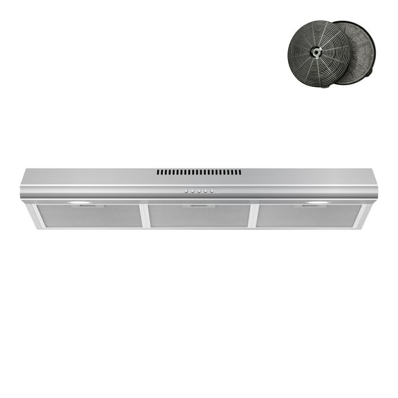FIREGAS 36 Inch Under Cabinet Range Hood, 3 Speed, 200 CFM Ducted/Ductless Kitchen Hood, LED Lights