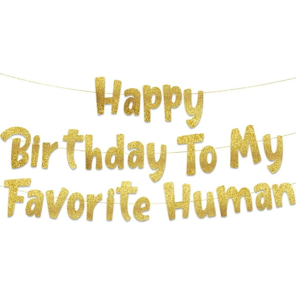 Happy Birthday To My Favorite Human - Funny Birthday Gold Glitter Banner – Birthday Party Supplies, Ideas, Gifts and Decorations