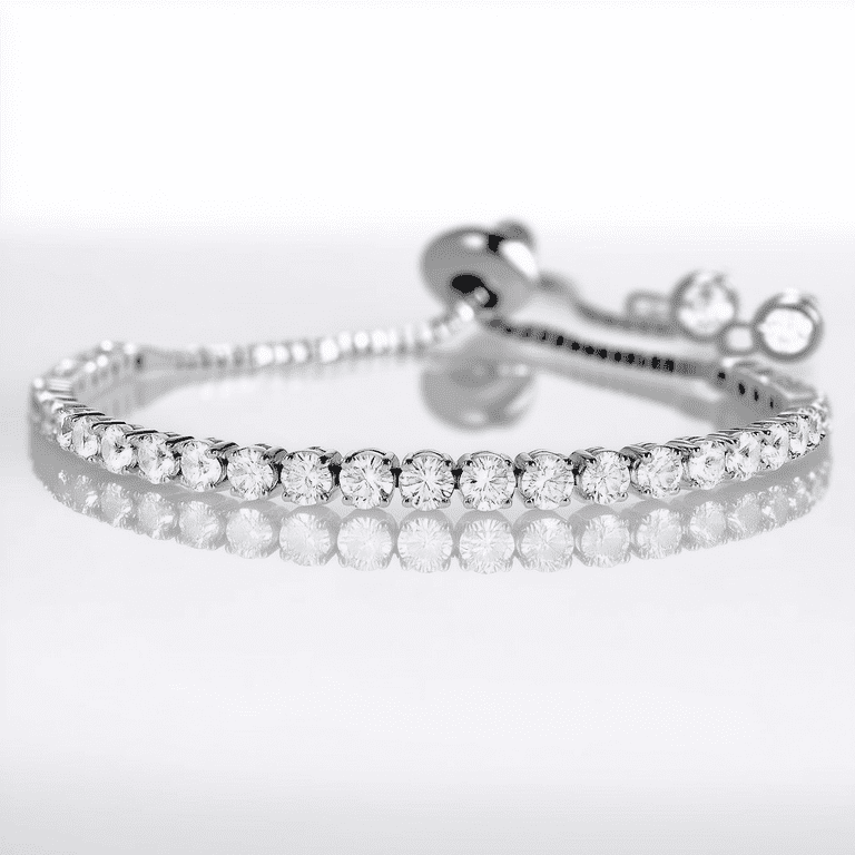 Amy and Annette 14K White Gold Adjustable Tennis Bracelet