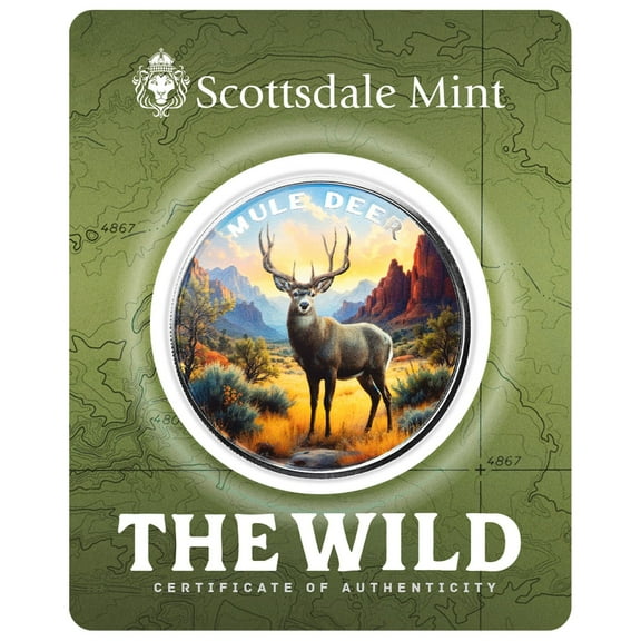 The Wild | Mule Deer 1 oz 999 Fine Silver Colorized Round