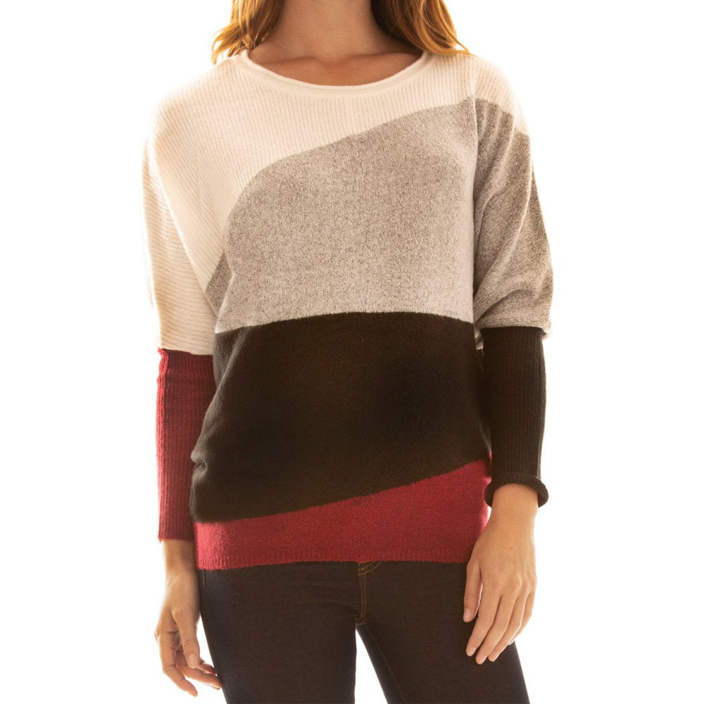 BCX Juniors Colorblocked Dolman Sleeve Sweater - Walmart.com