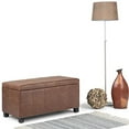 thumbnail image 1 of SIMPLIHOME Dover Banc Rectangulaire de Rangement à Dessus Relevable de 36 Pouces de Large en Similicuir Aéré Brun Terre d'Ombre Vieilli Rembourré, Repose-Pieds Tabouret, Table Basse pour le Salon, la Chambre et la Chambre d'Enfant, 1 of 5