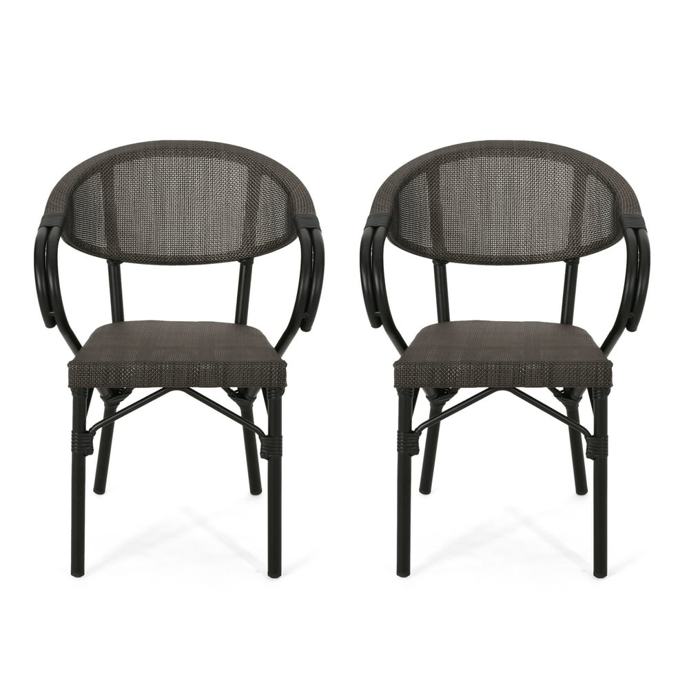 Clementine Outdoor Parisian Cafe Chair, Set of 2, Black, Dark Brown