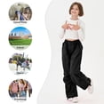 thumbnail image 5 of Rolanko Parachute Pants for Girls Y2K Cargo Trousers with Pockets Harajuku Jogger Pants, 5 of 7