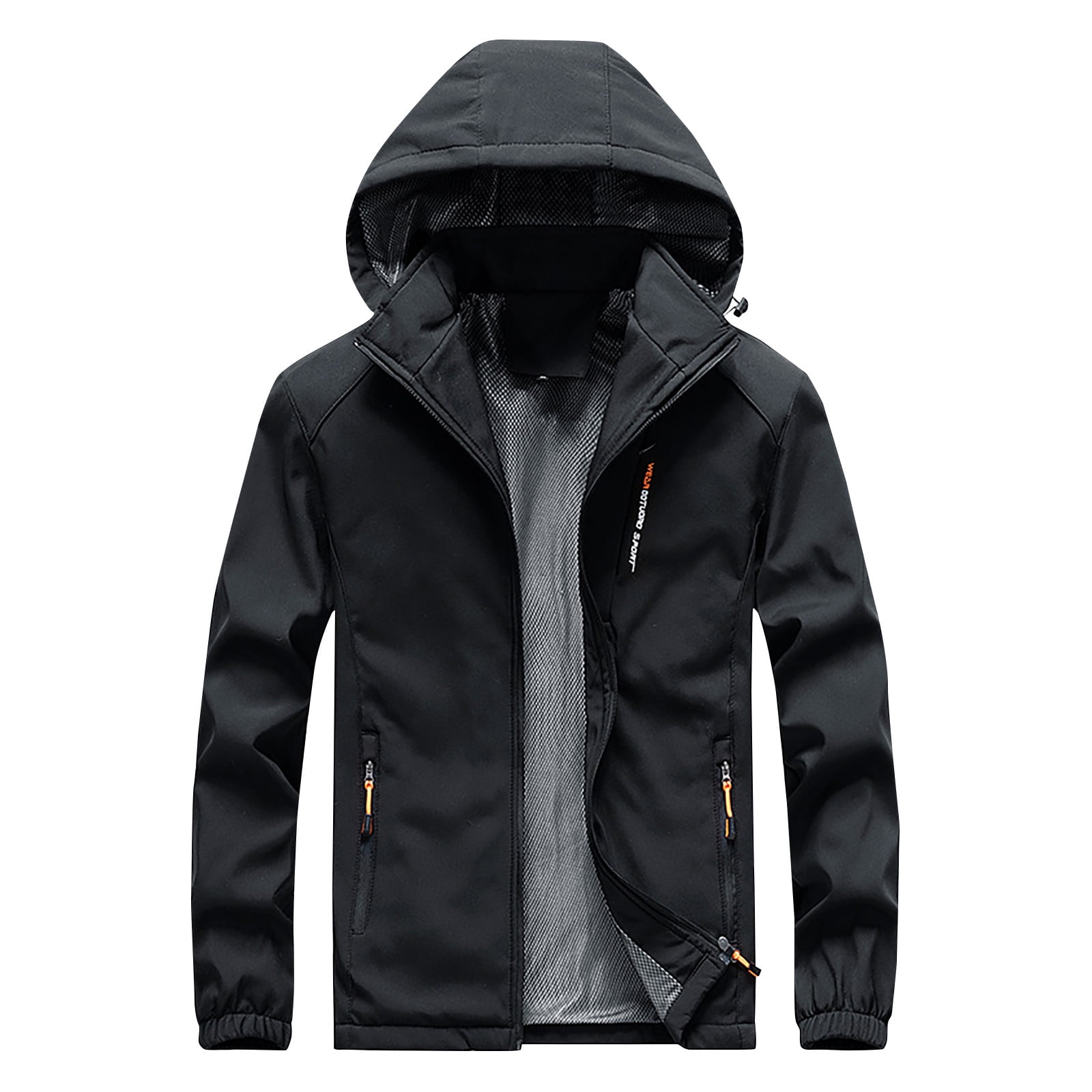 Xzngl Mens Jacket Winter Mens Waterproof Dirt Proof Wind Proof Tear Resistant Zipper Casual Warm Jacket Rain Jacket Mens Black