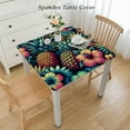 thumbnail image 2 of COMIO Waterproof Tropical Flowers with Pineapple Summer Palm Leaf Jungle Plant Foliage Square Tablecloth White, 2 of 7
