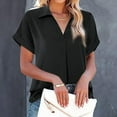 thumbnail image 6 of Women's Short Sleeve Chiffon Blouses for Office Work Business Attire Collared Shirts, 6 of 7