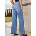 thumbnail image 3 of DOKOTOO Women's Wide Leg Jeans Trendy High Waist Center-Seam Straight Leg Baggy Loose Boyfriend Stretchy Denim Pants, 3 of 9