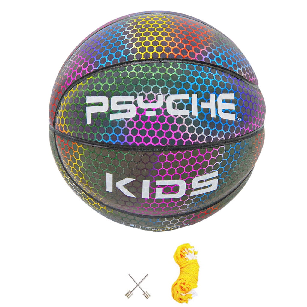 Kasachoy Holographic Basketball Glowing Reflective Basketball Luminous Basketball NO.7 for Kids And Boys Indoor Outdoor
