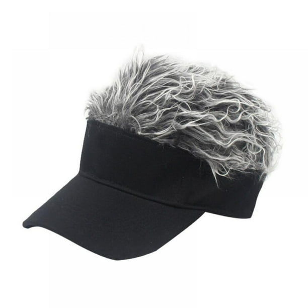 Shengshi Spiked Hair Visor Sun Funny Hats Fake Wig Peaked Adjustable Baseball Caps For Women Men Silver Shengshi Spiked Hair Visor Sun Funny Hats Fake Wig Peaked Adjustable Baseball Caps For Women Men Silver