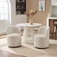 thumbnail image 6 of CQSXDA Upholstered Barrel Chair In Linen, Mid Century Swivel Accent Chair For Kitchen, Dining Room And Living Space, Beige, 6 of 11