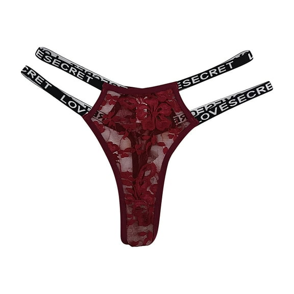Odeerbi High Waisted Thong Underwear for Women Seamless Briefs Sexy 2025 Fashion Breathable Soft Stretch Lace Panties Burgundy