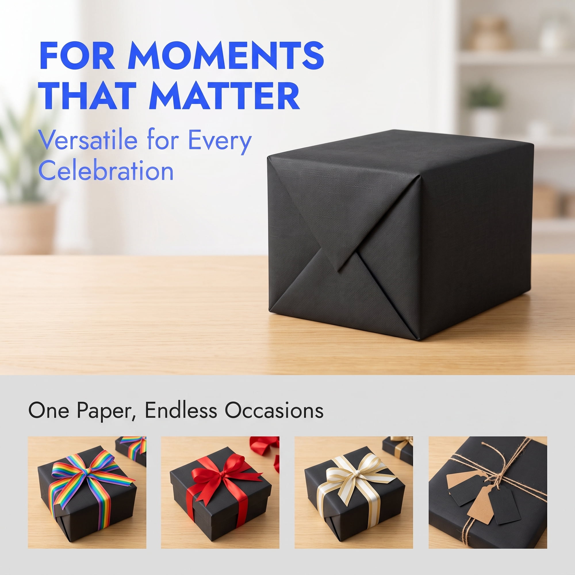 Unique Bargains Heavyweight Wrapping Paper for Gifts and Presentations Black 39.4" x 27.6"