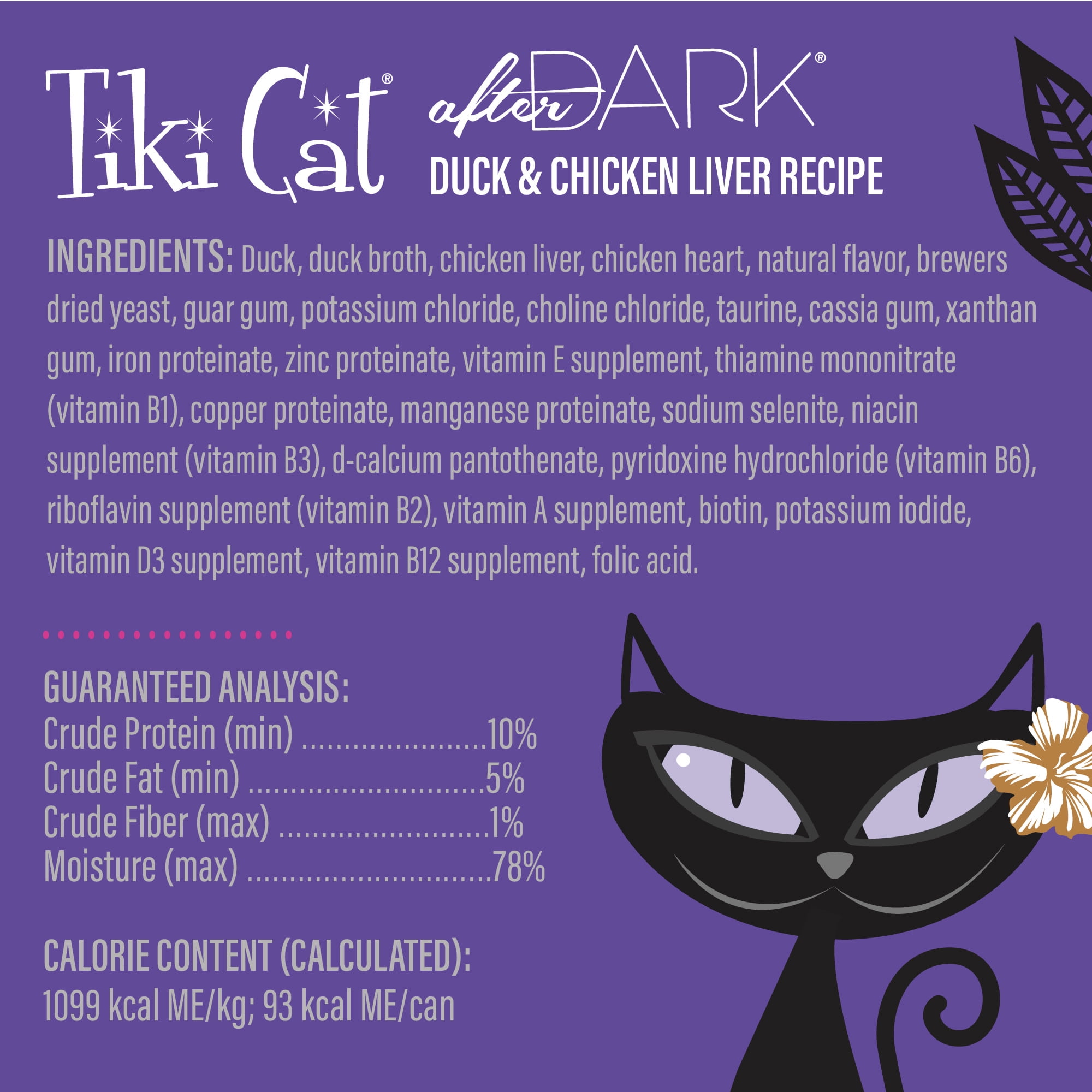 (24 pack) Tiki Cat After Dark Pate Wet Cat Food, Duck & Chicken Liver, 3 oz. Can