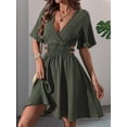 thumbnail image 6 of Elegant Women'S Casual Half Sleeve Wrap Dress V Neck High Waist for Beach and Vacation, 6 of 9