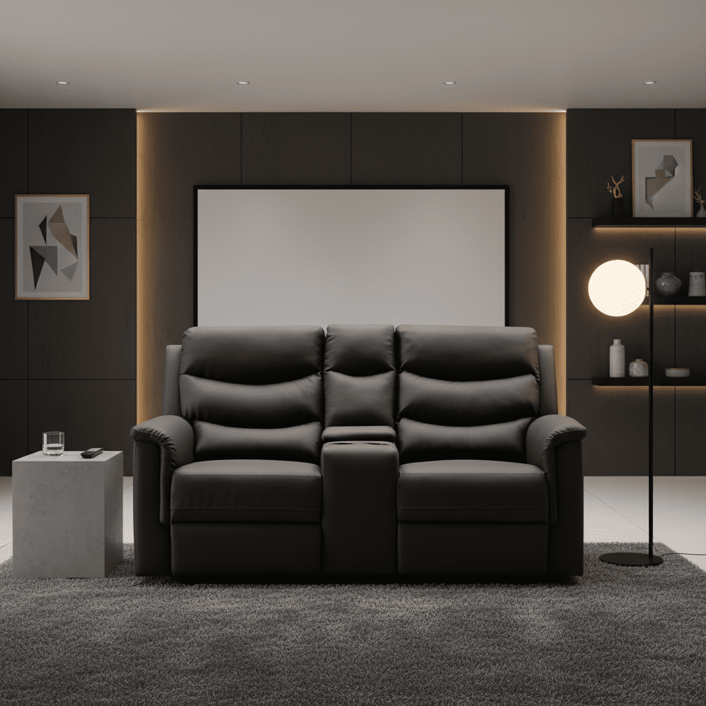 Gewnee 2-Seater Faux Leather Modern Recliner Loveseat Sofa with Cup Holders for Living Room, Apartment, Office Adults