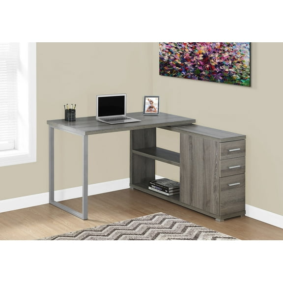 Monarch Specialties Computer Desk, L-Shaped, Corner, 3 Drawers, 2 Open Shelves Leg, 47"L X 47"W