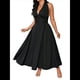 thumbnail image 2 of Vestido de Fiesta con Escote en V y Temperamento Francés para Mujer, Talla Grande Negro XXL, 2 of 9