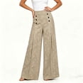 thumbnail image 2 of Ailaofu Women's Fall High Waist Jacquard Wide Leg Pants Button Formal Palazzo Trousers for Evening and Workwear, 2 of 6