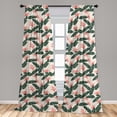 thumbnail image 5 of Ambesonne Jungle Curtains, Exotic Flora and Leaves, Pair of 28"x63", Army Green Coral Ivory, 5 of 5