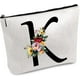 thumbnail image 1 of Bolsa de maquillaje con la letra K, bolsa de lona para cosméticos, estuche multiusos para bolígrafos, neceser con cremallera, neceser de viaje, monedero, kit de supervivencia portátil., 1 of 6
