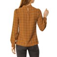 thumbnail image 3 of INSPIRE CHIC Women's Wear-to-Work Tops Checks Bow-Tie Neck Long Sleeve Blouses 3XL Brown, 3 of 7