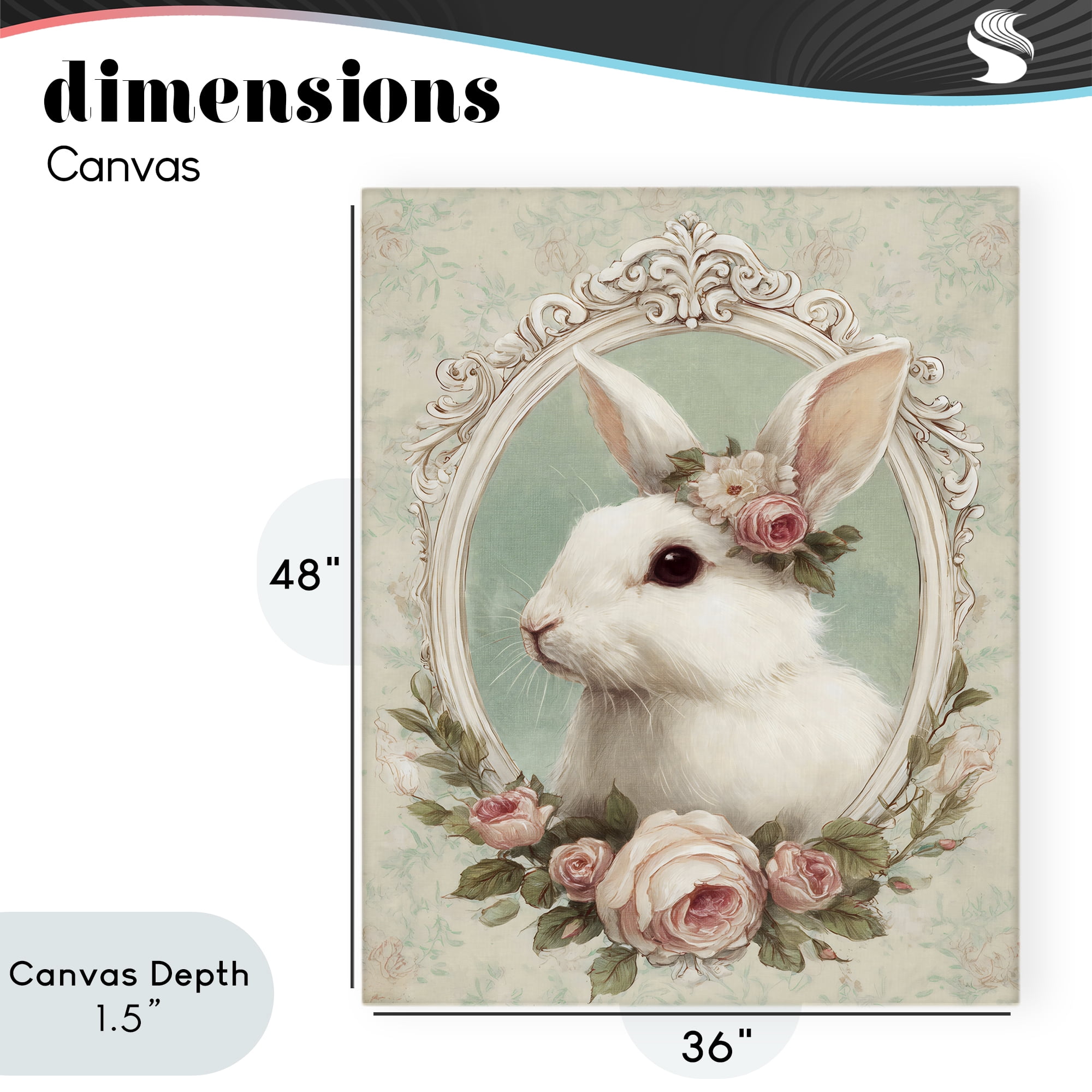 Stupell Industries Flower Fringed Bunny Portrait Canvas Wall Art, design by Ink Drop Loft