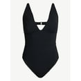 thumbnail image 4 of Time and Tru Women's and Women’s Plus Ribbed Plunge One-Piece Swimsuit, Sizes XS-3X, 4 of 5