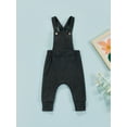 thumbnail image 2 of Qmyliery Infant Girls Plain Long Romper, Casual Front Buttons Suspenders Bodysuit, 2 of 9