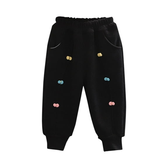 Kaemgyyd Toddler Girls Boys Pants Infant Baby Cute Fleece Lined Cinch Bottom Trousers Thick Warm Fall Winter Clothes 1-7 Years