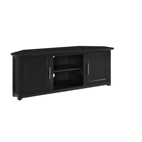 Crosley Furniture Camden 58"Rustic Wood Corner TV Stand in Black