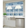 thumbnail image 4 of Vintage Blue Kitchen Curtains Swag Valance and Tier Curtains Set 24 Inch Length, Retro Blue Ombre Modern Abstract Art Rod Pocket Drape Panels Pair Swag Curtains for Bathroom/Cafe/Window, 4 of 6