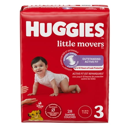 Huggies Little Movers Baby Diapers, Size 3 (16-28 lbs), 168 Ct (Select for More)