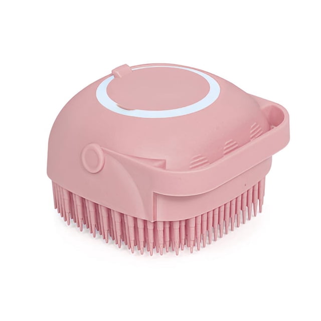 Soidarity Cepillo de masaje de silicona para mascotas, suave, cómodo, cubo cuadrado, herramienta de baño, cepillo de limpieza, dispensador de champú con Salud Rosado Soidarity CE003049-01