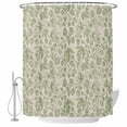 thumbnail image 2 of Sage Green Flowers Waterproof Fabric Shower Curtain,Rustic Pastoral Botanical Floral Leaf Waterproof Fabric Shower Curtain for Bathroom Curtains Bathtubs Shower Curtains with 12 Hooks Standard 72x72, 2 of 8