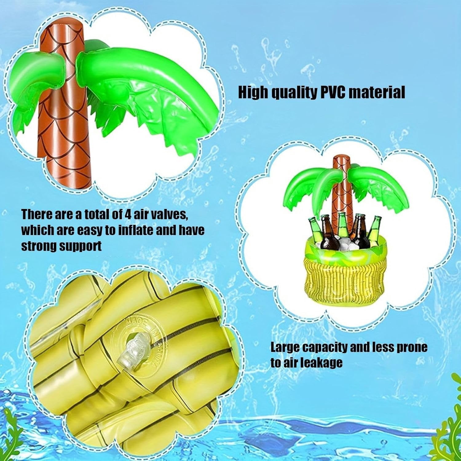 Inflatable Palm Tree Cooler Floating Drink Ice Bucket Tropical Party
