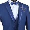 thumbnail image 2 of Luxurious Men's Slim-Fit 3-Piece Textured Solid Trimmed Lapel Suit - Blue 52R, 2 of 4