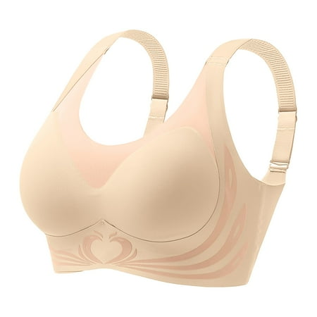 New Women s Front Side Buckle Thin Bra Lace Edge without Steel Womens Sports Bras Ring Movement Seamless Gathering Strapless Bra for Women Adjustment Yoga Sleep Large Molded Cup Sports Bra